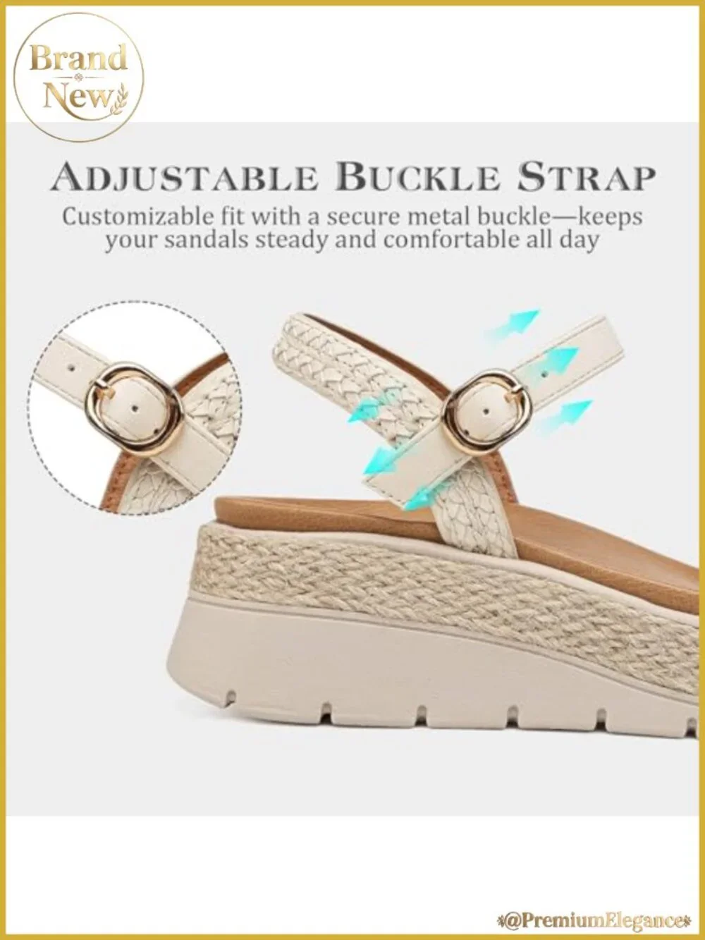 Women's Platform Espadrille Wedge Sandals Open Toe Adjustable Ankle Strap